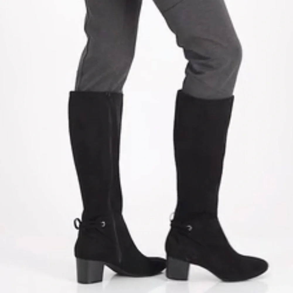 Charter Club Jaccqued Black Stretch Boots Size 7 Wide Calf New in Box